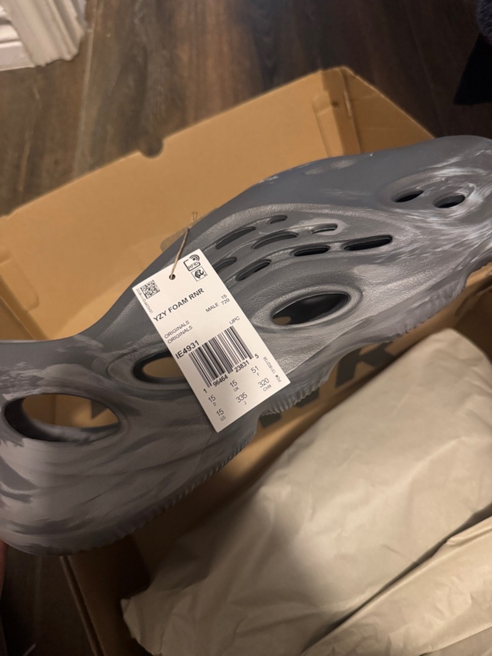 Size 15 Yeezy foam runner granite gray marble mix